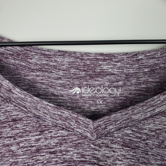 Ideology Women's Rapidry Short Sleeve V-Neck Top Heathered Purple 1X - Picture 4 of 6
